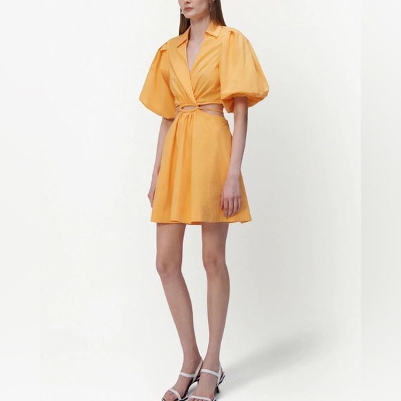 JONATHAN SIMKHAI Aulora Puff-Sleeve Cut-Out Minidress - Picture 3 of 12